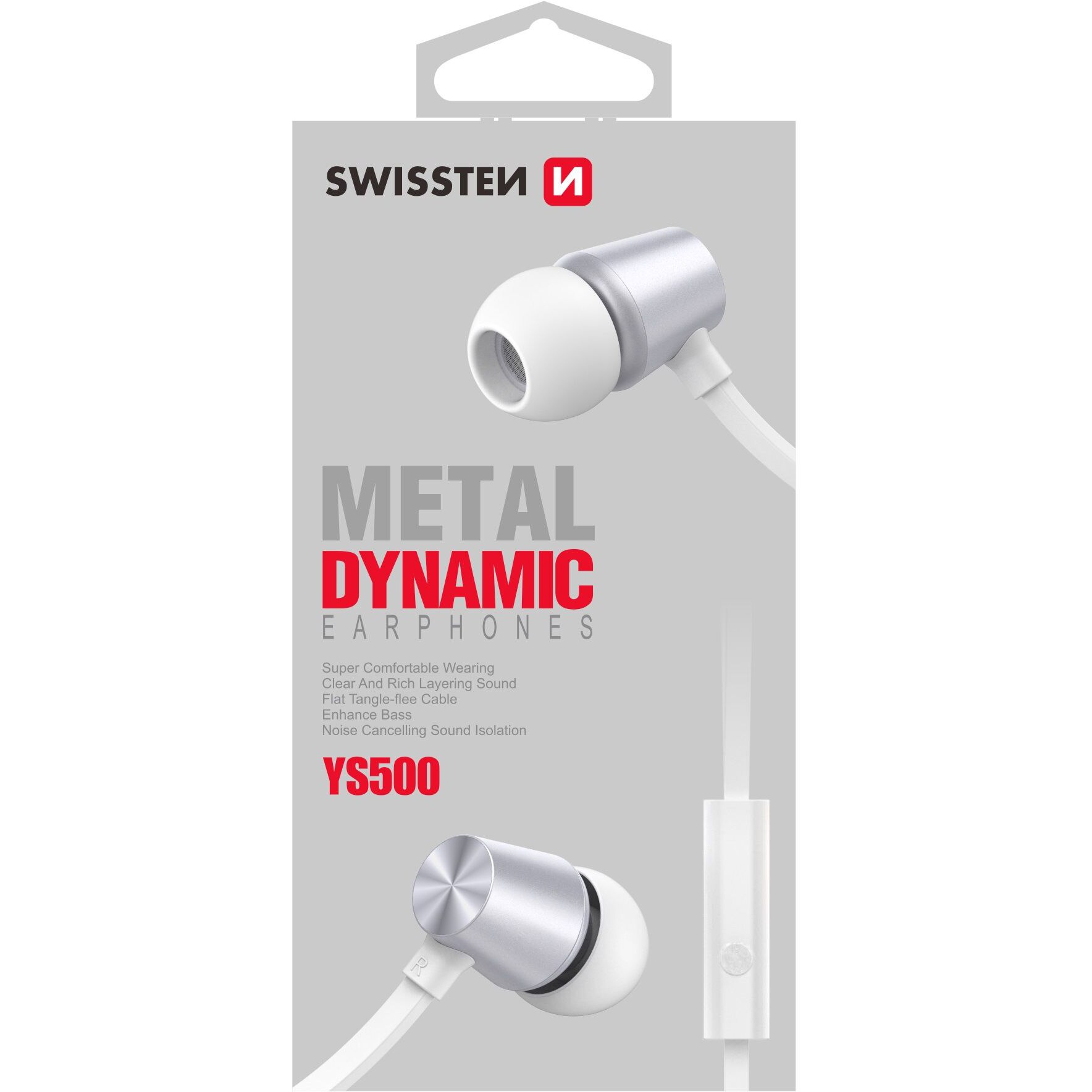 Casti audio Swissten Metal Dinamic YS500, Jack 3.5mm, Alb