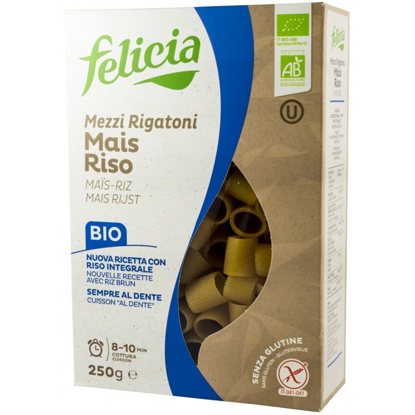 Mezzi rigatoni bio din faina de porumb si orez 250g