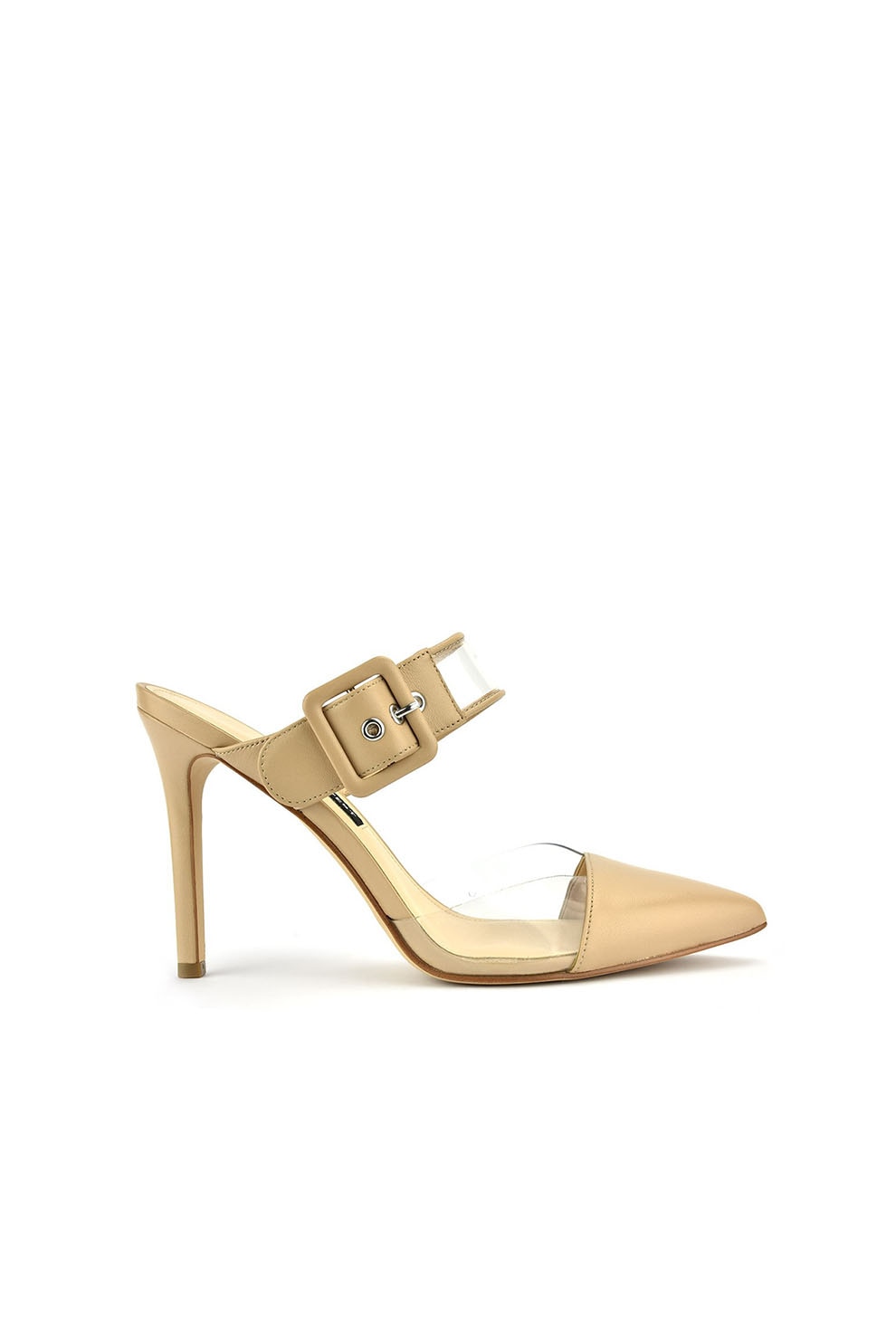 NINE WEST, Saboti de piele cu varf ascutit si toc inalt Teagan, Maro nisip, 9