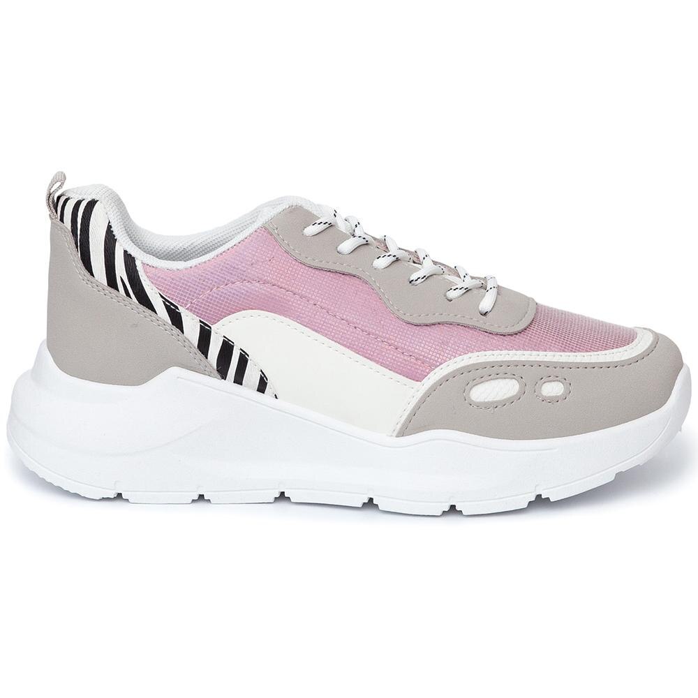 Pantofi sport dama Nurria cu imprimeu zebra, Roz, Roz