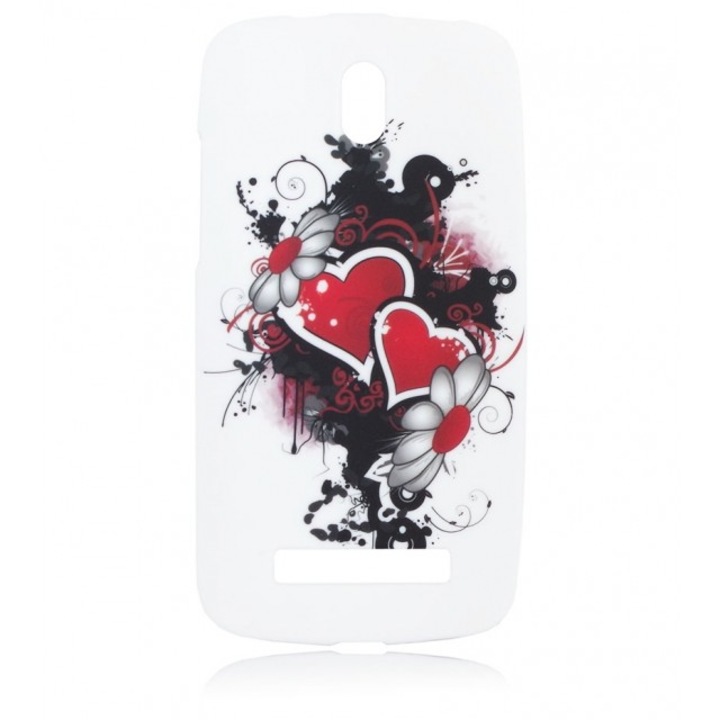 Калъф HTC Desire 816 Червени сърца силиконов бял