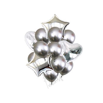 Set 14 Baloane mari AKU, Latex si folie, cu Confetti, Ideal pentru evenimente, petreceri, plaja si nisip, Argintiu AK4523 Set 14 Baloane mari AKU, Latex si folie, cu Confetti, Ideal pentru evenimente, petreceri, plaja si nisip, Argintiu AK4523