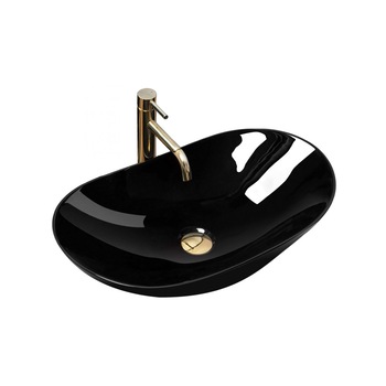 Chiuveta de blat DSM ROYAL, Dimensiuni 61.5 x 35.5 x 15 cm, Forma Rotunda, Ceramica sanitara, Fara gaura baterie, Negru Lucios Chiuveta de blat DSM ROYAL, Dimensiuni 61.5 x 35.5 x 15 cm, Forma Rotunda, Ceramica sanitara, Fara gaura baterie, Negru Lucios