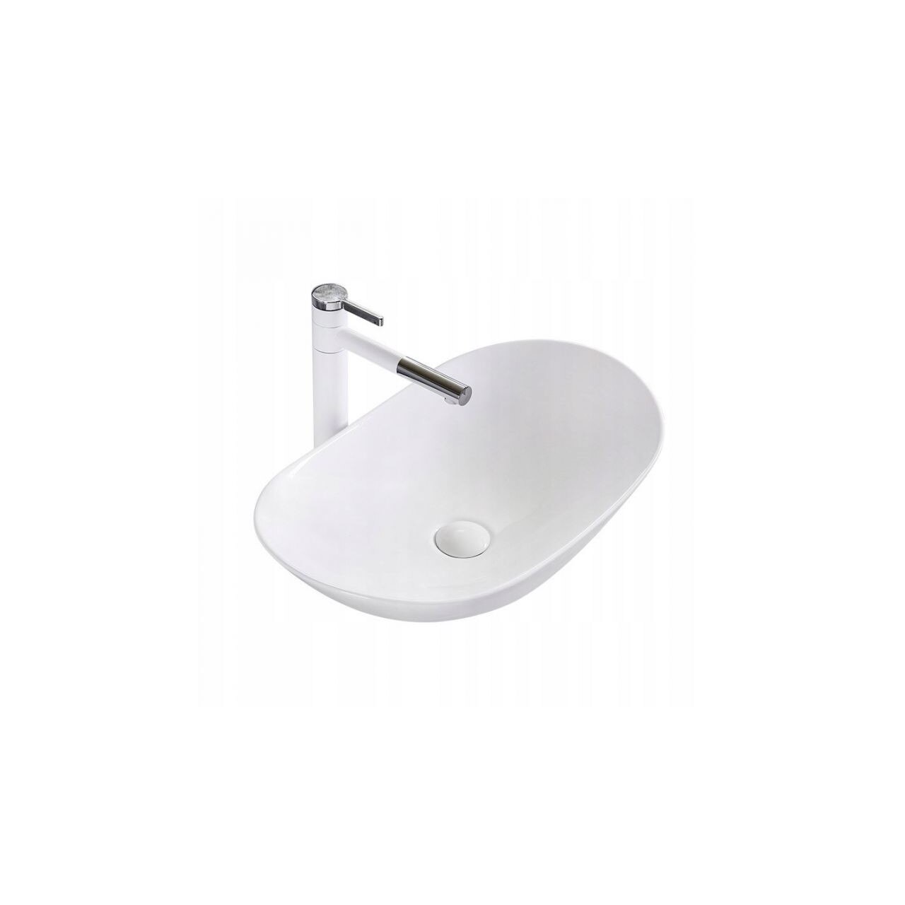 Chiuveta de blat DSM ROYAL, Dimensiuni 61.5 x 35.5 x 15 cm, Forma Rotunda, Ceramica sanitara, Fara gaura baterie, Alba ca Zapada