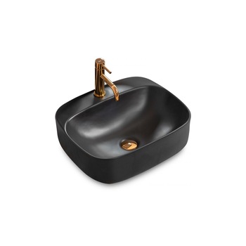 Chiuveta de blat DSM LUIZA 50, Dimensiuni 50 x 42 x 15.5 cm, Forma Dreptunghiulara, Ceramica sanitara, Fara gaura baterie, Negru Mat Chiuveta de blat DSM LUIZA 50, Dimensiuni 50 x 42 x 15.5 cm, Forma Dreptunghiulara, Ceramica sanitara, Fara gaura baterie, Negru Mat