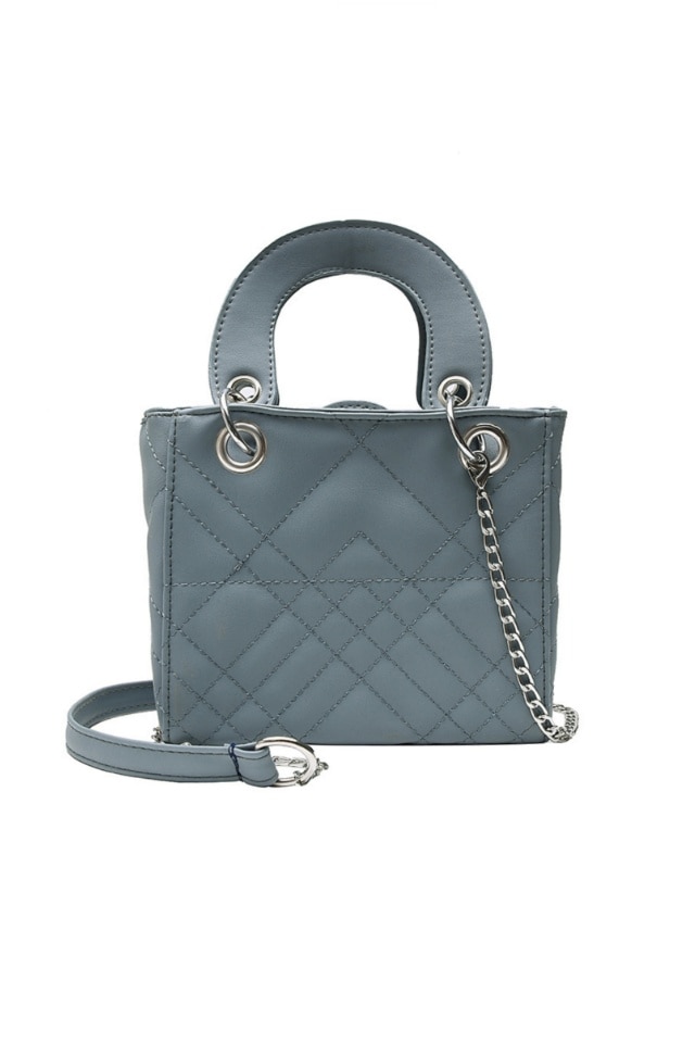 Geanta de dama Nathalie bleu din piele ecologica si bareta de umar, 19 x 17 x 8 cm