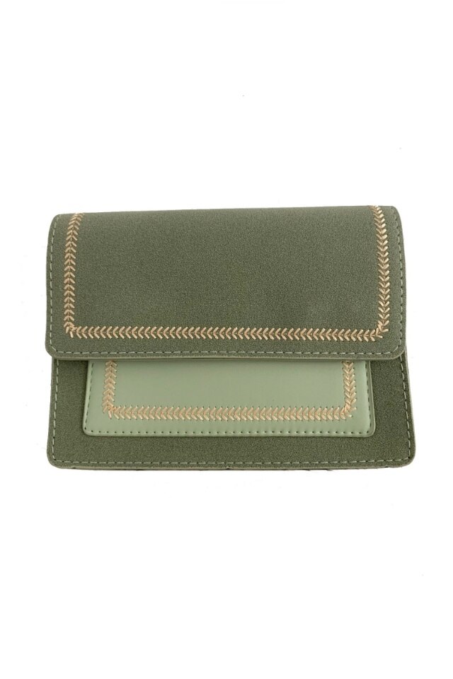 Geanta de dama Eloise verde pal din piele ecologica, 20 x 14 x 5 cm