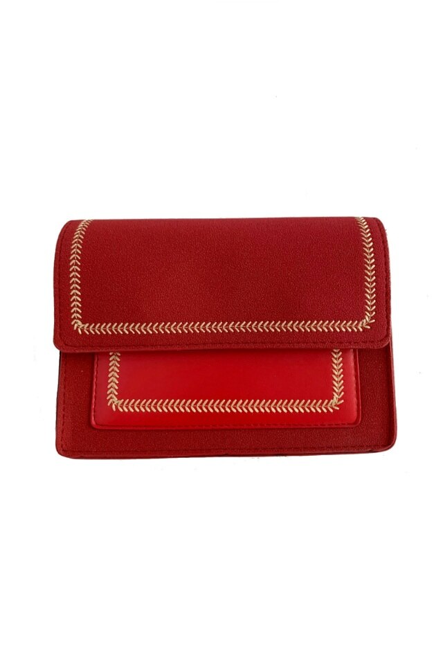 Geanta de dama Eloise rosie din piele ecologica, 20 x 14 x 5 cm