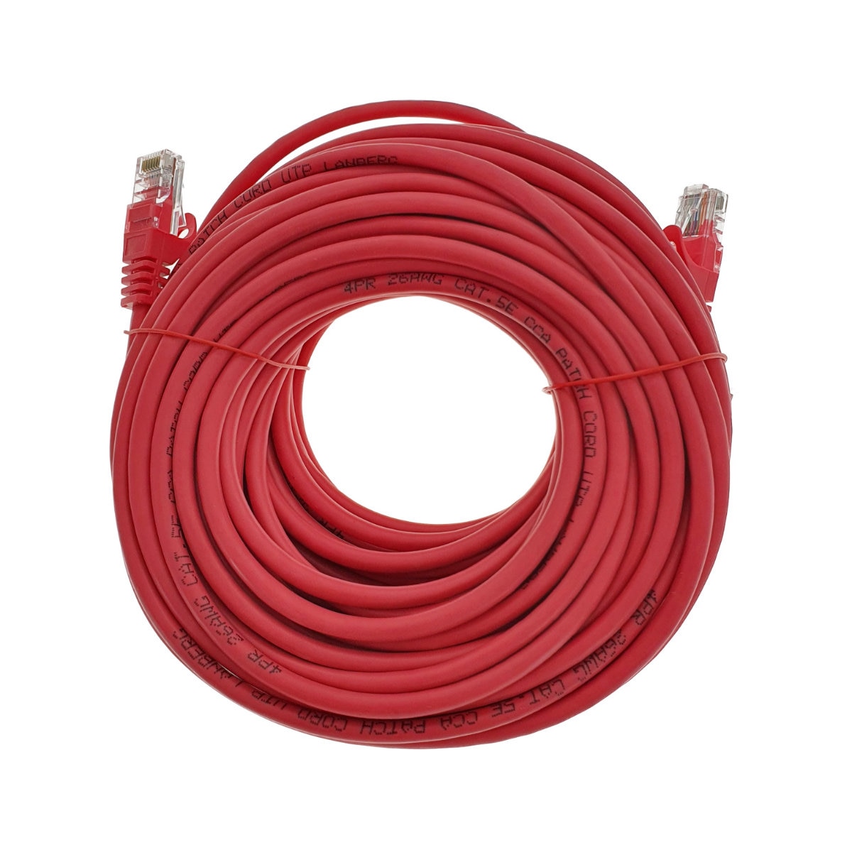 Cablu UTP, Lanberg 40687, cat 5e, mufat 2xRJ45, lungime 20m, AWG 26, 100 MHz, de legatura retea, ethernet, rosu