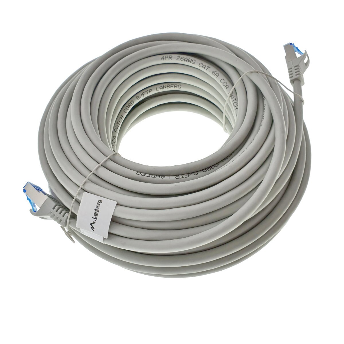 Cablu ecranat S / FTP, Lanberg 42734, cat 6A, mufat 2xRJ45, lungime 20 m, AWG 26, 500 MHz, LSZH, de legatura retea, ethernet, gri