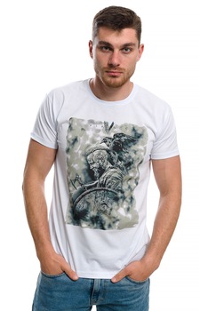 Tricou pentru barbati Printex, Ragnar Lodbrok, Serialul Vikingii, Digital print, Alb Tricou pentru barbati Printex, Ragnar Lodbrok, Serialul Vikingii, Digital print, Alb