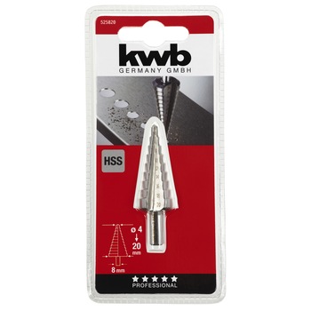 Burghiu in trepte 4-20mm HSS, KWB Germany (PROFESSIONAL) Burghiu in trepte 4-20mm HSS, KWB Germany (PROFESSIONAL)