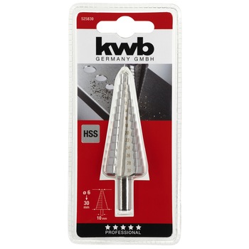 Burghiu in trepte 6-30 mm HSS, Kwb Germay (PROFESSIONAL) Burghiu in trepte 6-30 mm HSS, Kwb Germay (PROFESSIONAL)