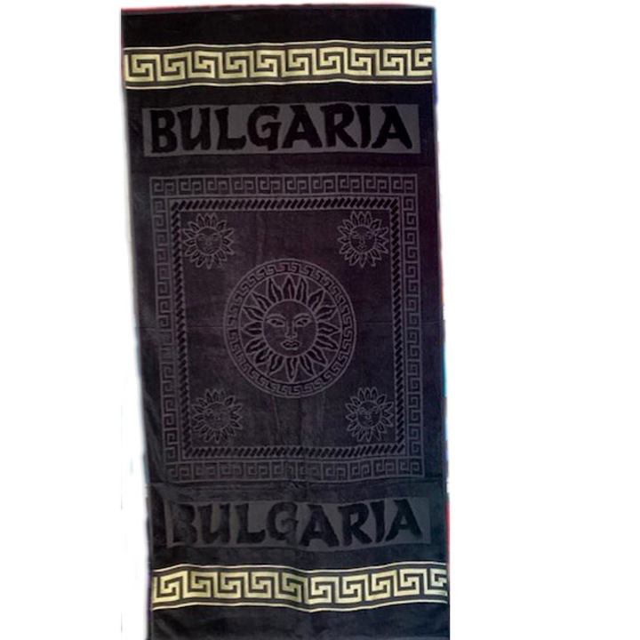 Плажна хавлия Кингтекс България, 70х140см, 100% памук, Черна