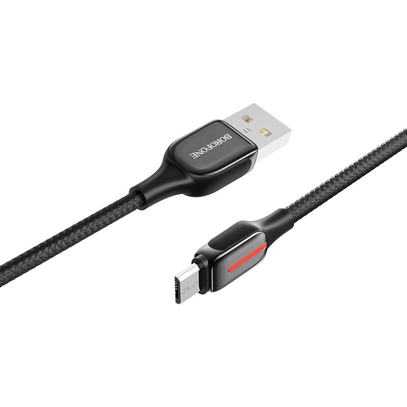 Cablu de date Borofone BU14, MicroUSB, 1.2m, Negru