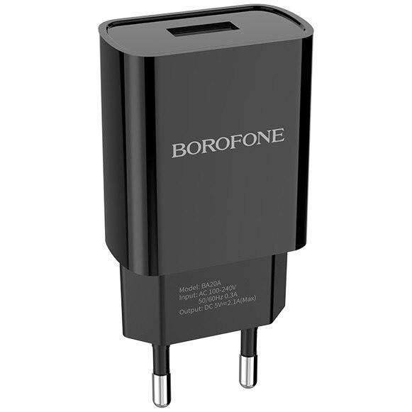 Incarcator retea Borofone BA20A, 1xUSB, Protectie supraincarcare, 2.1A, Negru