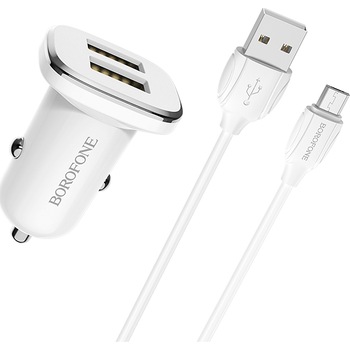 Incarcator auto Borofone, BZ12 Lasting, dual USB, 2.4A, cablu MicroUSB inclus, 1m, Alb Incarcator auto Borofone, BZ12 Lasting, dual USB, 2.4A, cablu MicroUSB inclus, 1m, Alb