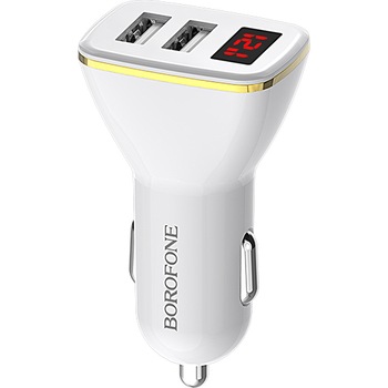 Incarcator auto Borofone BZ11, 2xUSB, 2.1A, Afisaj Led, Alb