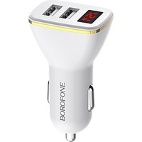 Incarcator auto Borofone BZ11, 2xUSB, 2.1A, Afisaj Led, Alb