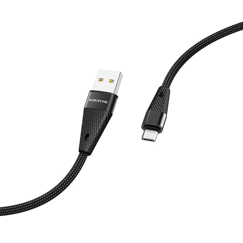 Cablu de date Borofone BU10, MicroUSB, Textil, 1.2m, Negru