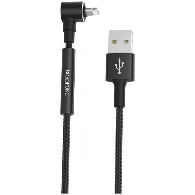 Cablu de date Borofone BU6 Bracket, Lightning, Braided, 2A, 1.2m, Negru