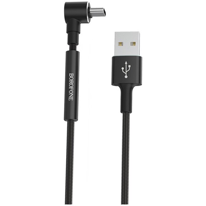 Cablu de date Borofone BU6 Bracket, Type-C, Braided, 2A, 1.2m, Negru