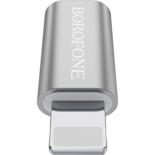 Adaptor MicroUSB to Lightning Borofone, BV5, Aluminiu, Incarcare si transfer, Argintiu