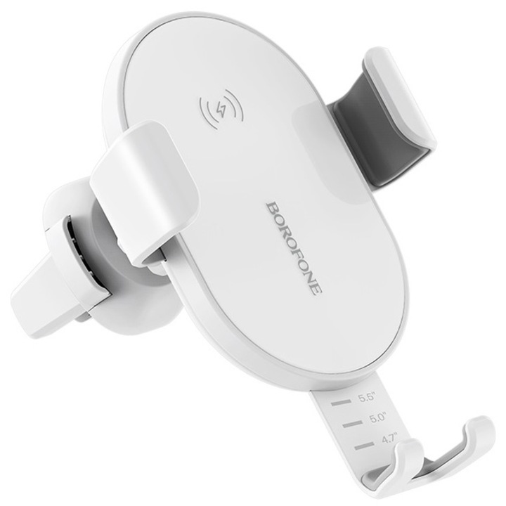Autós tartókészlet + gyorstöltő Borofone Wireless BQ5 5W/7.5W/10W, fehér