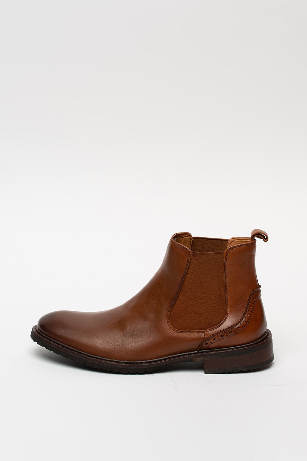 Big Star, Ghete Chelsea din piele cu detalii brogue, Maro, 44