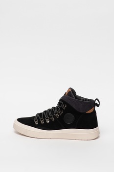 Big Star, Pantofi sport de piele intoarsa cu insertii de material textil, Nergu, 44 Big Star, Pantofi sport de piele intoarsa cu insertii de material textil, Nergu, 44
