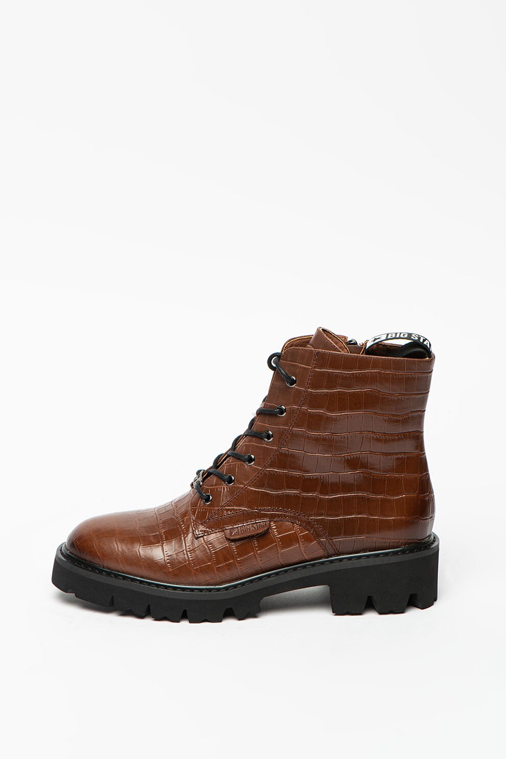 Big Star, Ghete de piele cu aspect de piele de crocodil, Maro, 41