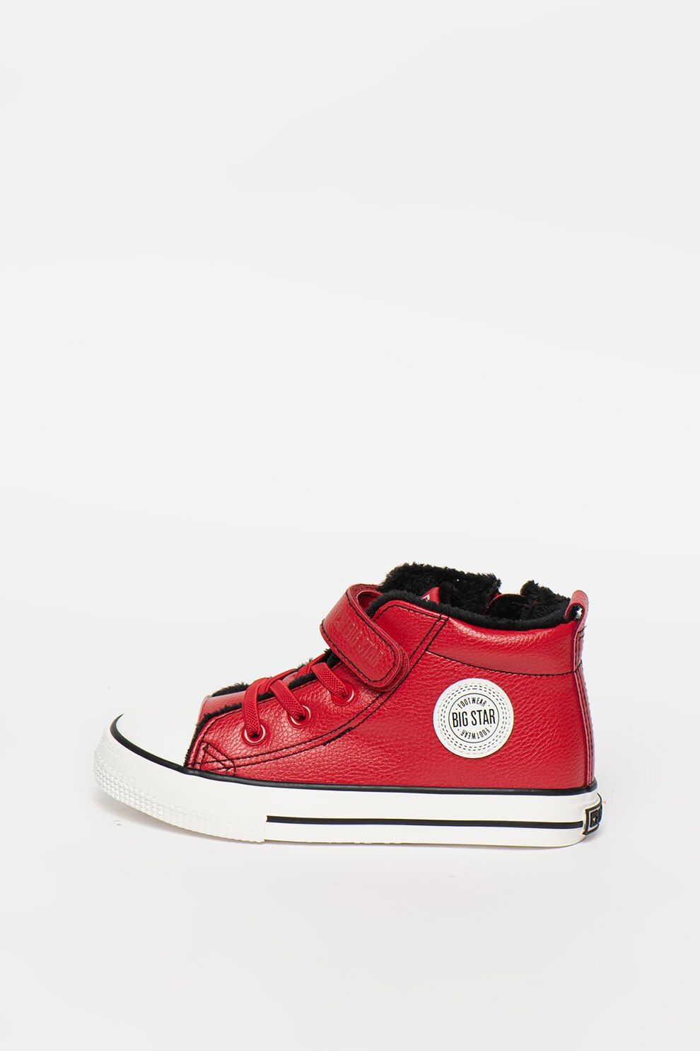 Big Star, Tenisi de piele ecologica cu captuseala din material teddy, Rosu/Alb, 35 EU