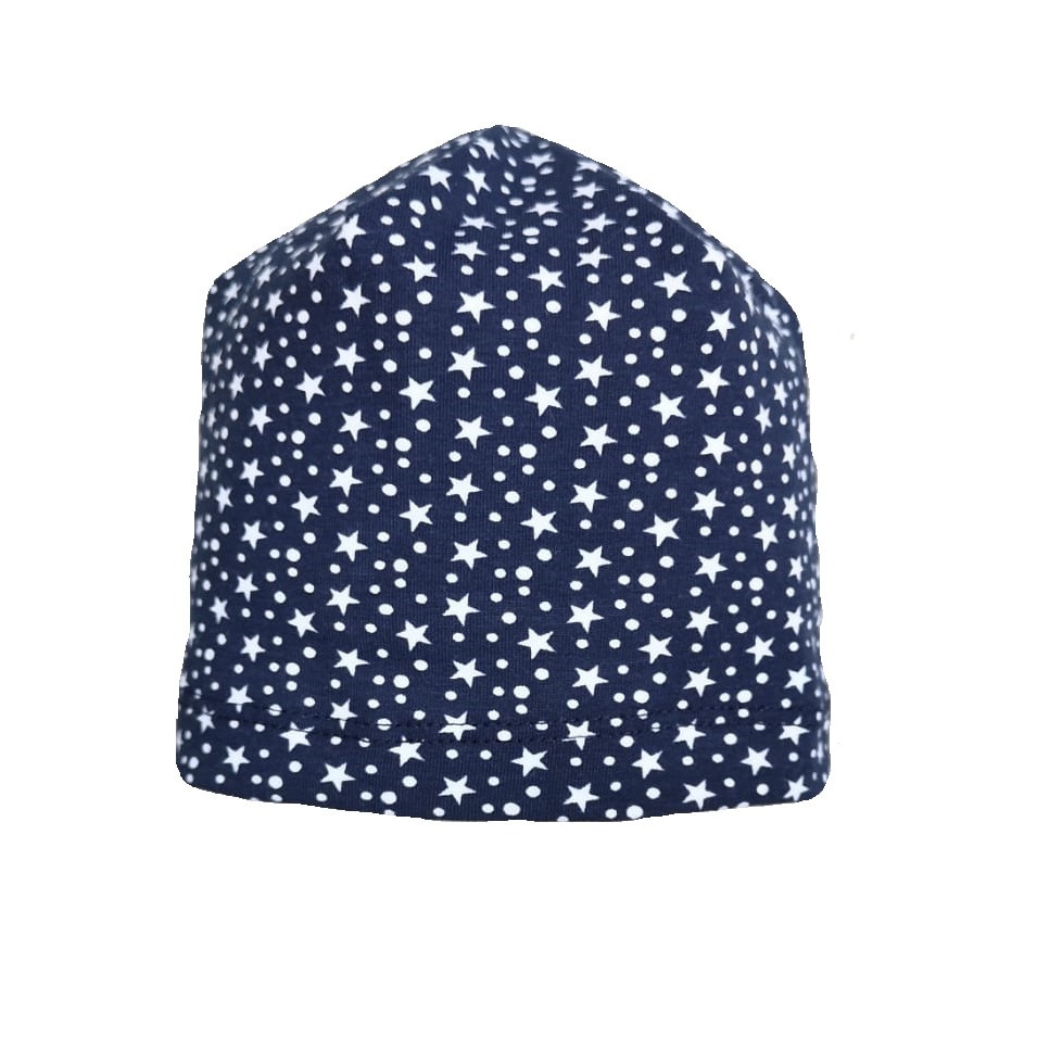 Fes Mic Pitic C231 din tricot cu stelute, Bleumarin/Alb