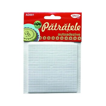 Patratele Autoadezive DACO, 5x5x2 mm, Culoare Alba, 400 Buc/Set Patratele Autoadezive DACO, 5x5x2 mm, Culoare Alba, 400 Buc/Set