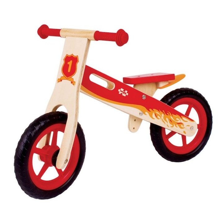 Дървено колело за баланс Bigjigs, Червено