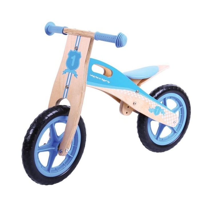 Дървено колело за баланс Bigjigs, Синьо