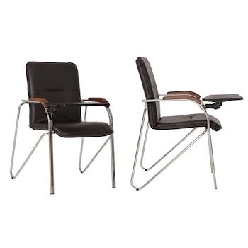 Set 2 scaune vizitator SAMBA Wood cu masuta rabatabila, Negru piele ecologica, Ergonica Set 2 scaune vizitator SAMBA Wood cu masuta rabatabila, Negru piele ecologica, Ergonica