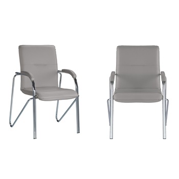 Set 2 scaune vizitator SAMBA Soft, Gri deschis, piele ecologica, Ergonica Set 2 scaune vizitator SAMBA Soft, Gri deschis, piele ecologica, Ergonica