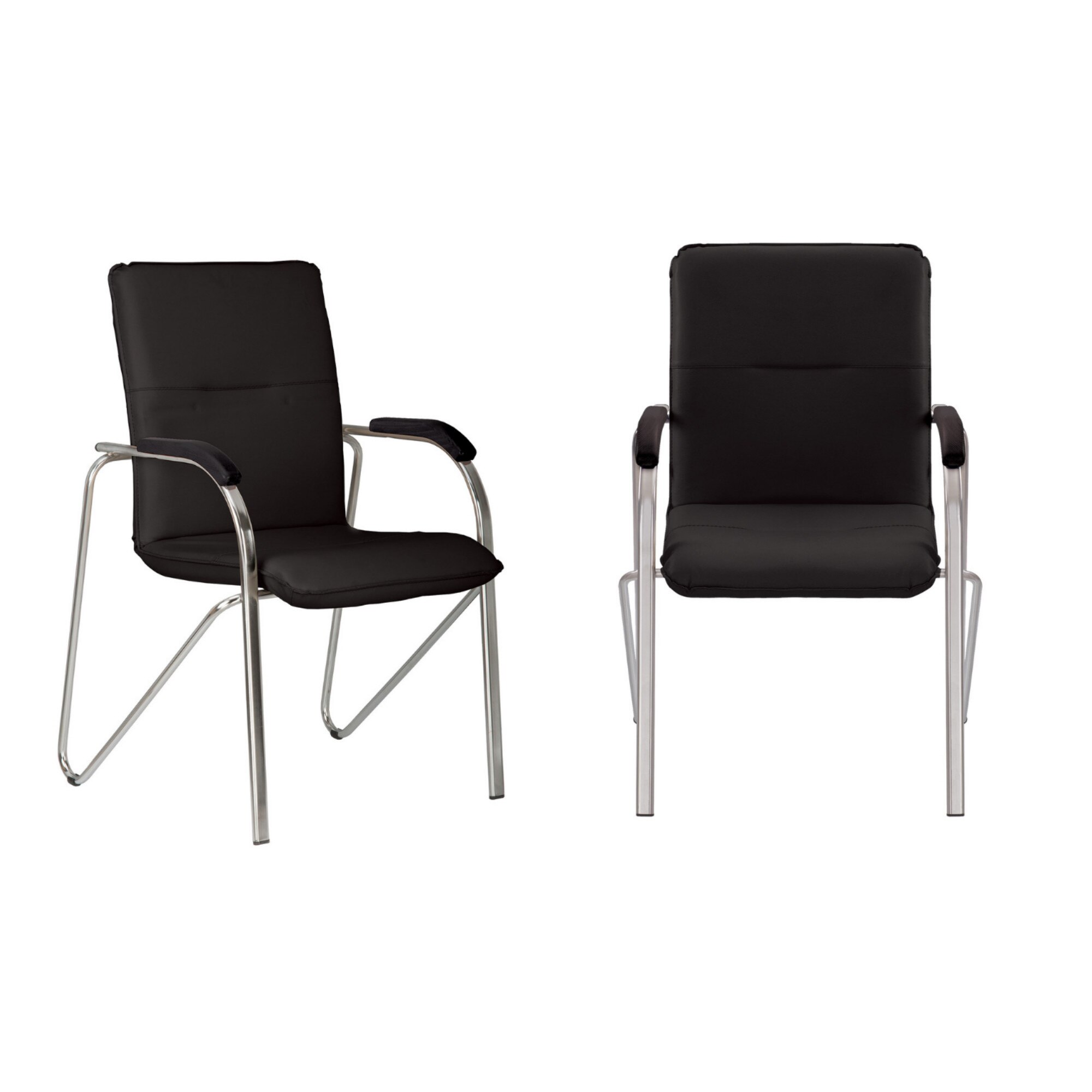 Set 2 scaune vizitator SAMBA Wood1, Negru, piele ecologica, Ergonica