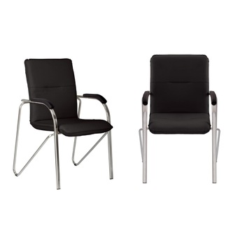 Set 2 scaune vizitator SAMBA Wood1, Negru, piele ecologica, Ergonica Set 2 scaune vizitator SAMBA Wood1, Negru, piele ecologica, Ergonica