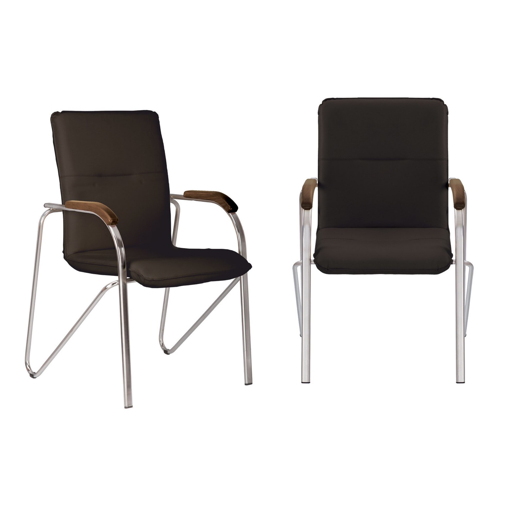 Set 2 scaune vizitator SAMBA Wood, Wenge piele ecologica, Ergonica