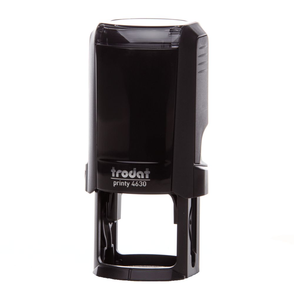 Stampila rotunda firma Trodat Printy 4630, tus albastru, diametru 30 mm, culoare neagra