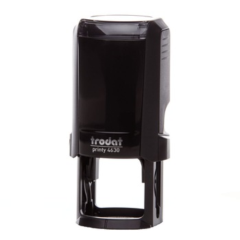 Stampila rotunda firma Trodat Printy 4630, tus albastru, diametru 30 mm, culoare neagra Stampila rotunda firma Trodat Printy 4630, tus albastru, diametru 30 mm, culoare neagra