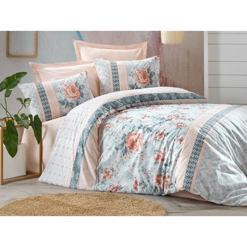 Lenjerie pentru pat 1 Persoana, 3 Piese, bumbac 100 %, Cottonbox, model Lilly Roz