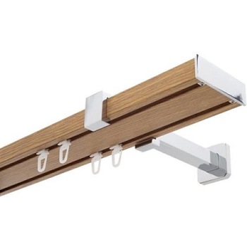 Galerie de aluminiu stejar deschis rustic 2,40 m cu accesorii incluse Galerie de aluminiu stejar deschis rustic 2,40 m cu accesorii incluse