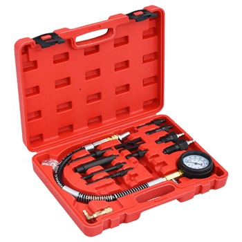 Set tester de compresie cu 12 piese pentru motor Diesel, vidaXL, Negru/Rosu Set tester de compresie cu 12 piese pentru motor Diesel, vidaXL, Negru/Rosu