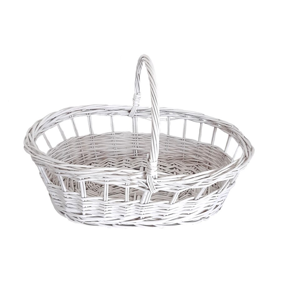 Cos din rachita oval cu gauri, alb, persusdecor