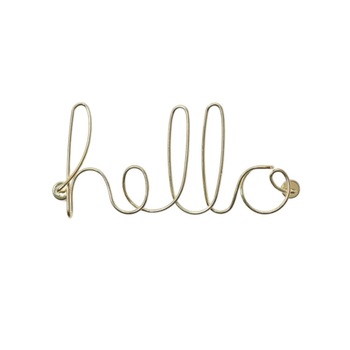 Decoratiune suspendabila din metal pentru perete, Umbra, mesaj Hello, aurie, 30x14 cm Decoratiune suspendabila din metal pentru perete, Umbra, mesaj Hello, aurie, 30x14 cm