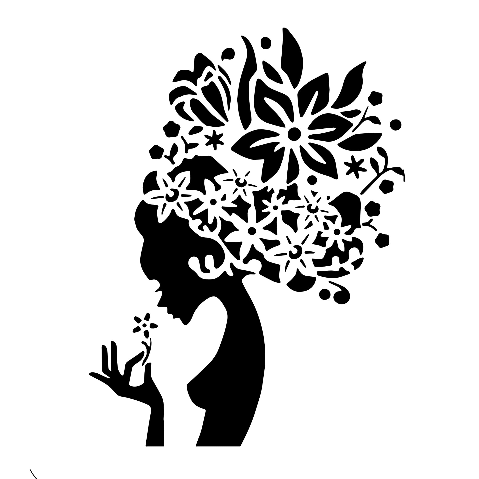 Sablon decorativ Flower Girl, plastic, maro, A4