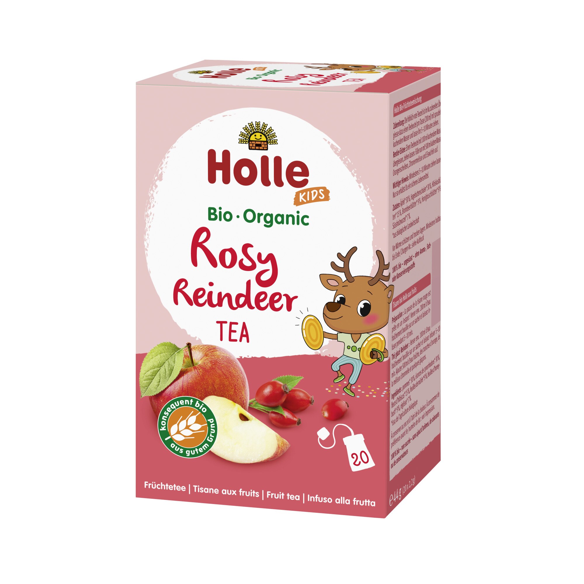 Ceai Eco de fructe si plante pentru copii Rosy Reindeer 44g